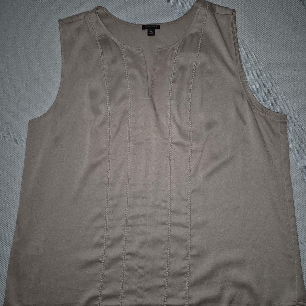 Ann Taylor Sleeveless Taupe Blouse